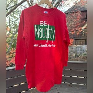 Vintage Christmas Shirt Be Naughty Save Santa The Trip Sleep Long Puff Print 90s